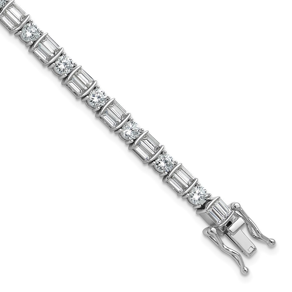 925 Sterling Silver Rhodium-plated CZ 59 Stone 7.25 inch Bracelet
